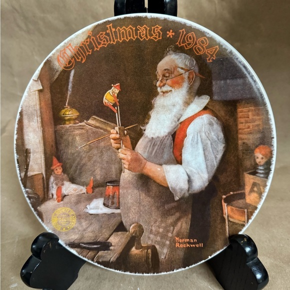 1984 Knowles Norman Rockwell “Santa in his Workshop” 8” Collectible Plate - Picture 1 of 6